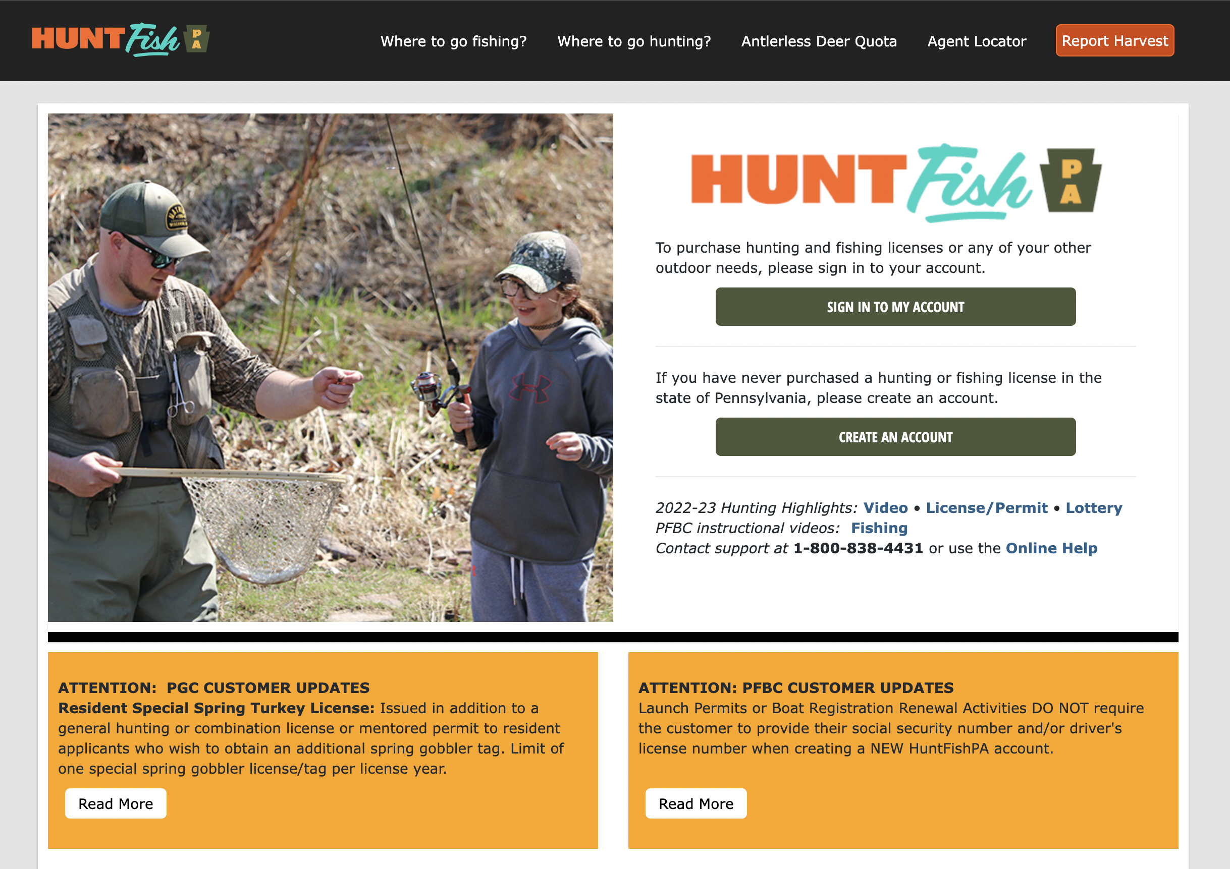 HuntFishPA Website